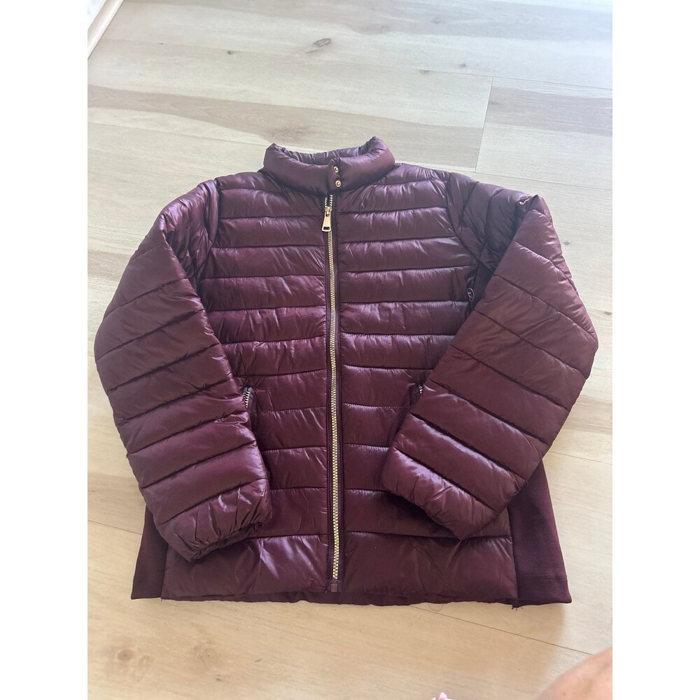 NWT Ci Sono Outerwear Burgundy Puffer Jacket Full Zip Gold Accents- XL
